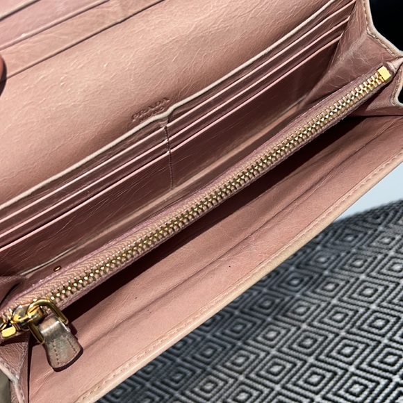 PRADA Long Wallet Card Case Purse Clutch Pink Quilted Acrylic Chain Authentic - Picture 11 of 14
